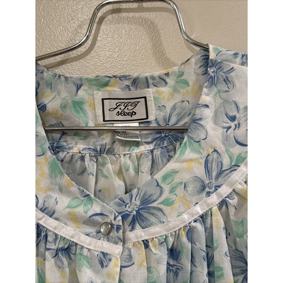 J.I.T. Sleep Floral White Housecoat Robe Short Sleeve  Buttons XL - Picture 3 of 9